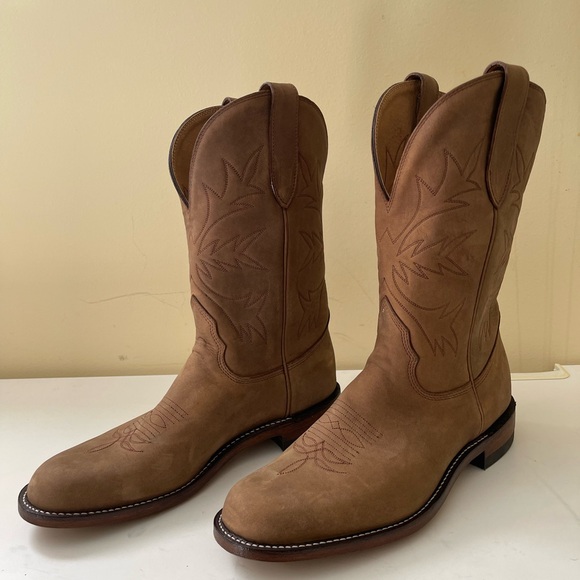 NWT Alberta Boot Brown Cowhide Leather Cowboy Western Boots Men Size 8.5 US - Picture 1 of 6